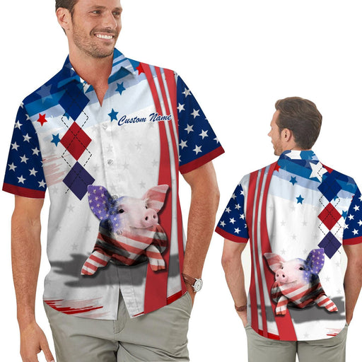 Miniature Pig - American Flag 4th Of July Personalized Hawaiian Shirt