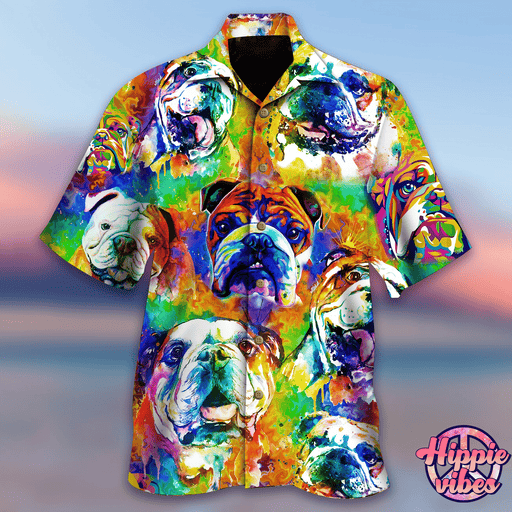 English Bulldog Shirt - Colorful English Bulldog Unisex Hawaiian shirt
