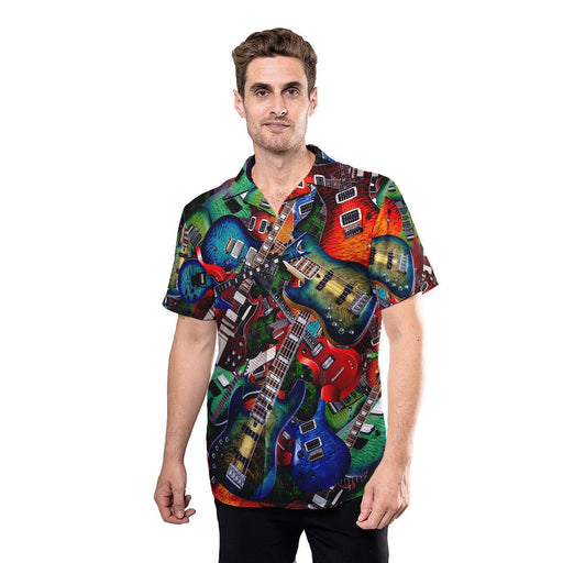 Guitar Shirt - Guitar Music Colorful Electric Guitar Music Hawaiian Shirt