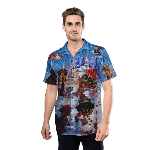 Dachshund Through The Snow Unisex Hawaiian Shirt