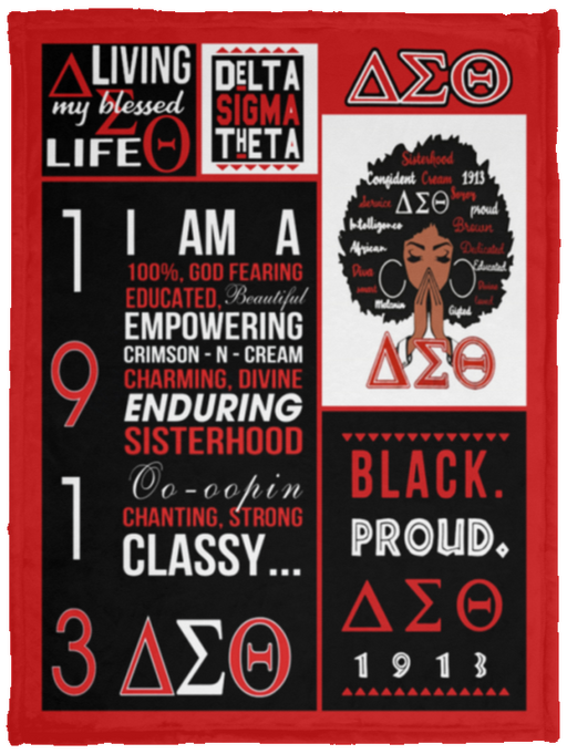 Black Proud 1913 Delta Sigma Theta Sorority Girl Fleece Blanket Art Print Black Girl Blanket - 30x40