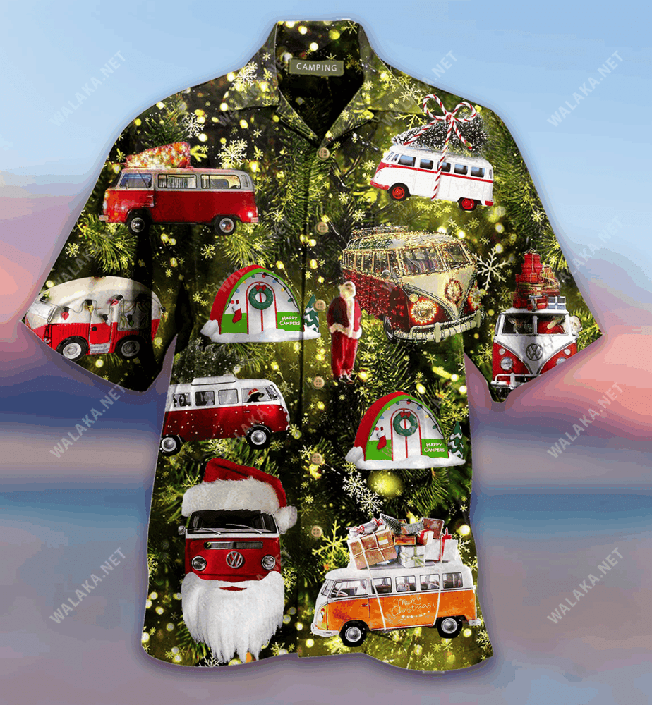 A Winter Camping Christmas Hawaiian Shirt