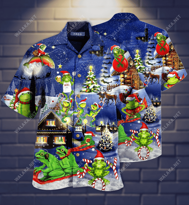 Frogs On Night Christmas Hawaiian Shirt