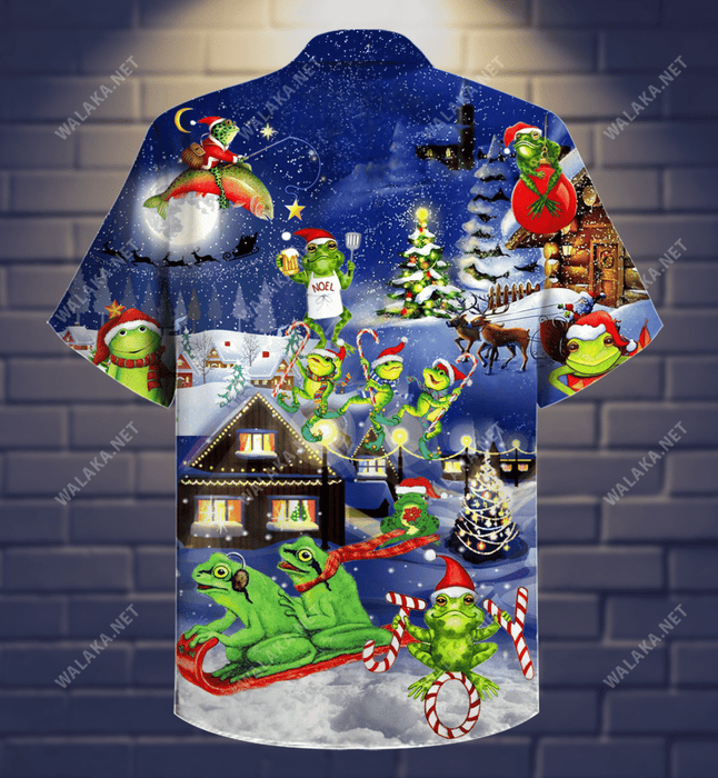 Frogs On Night Christmas Hawaiian Shirt