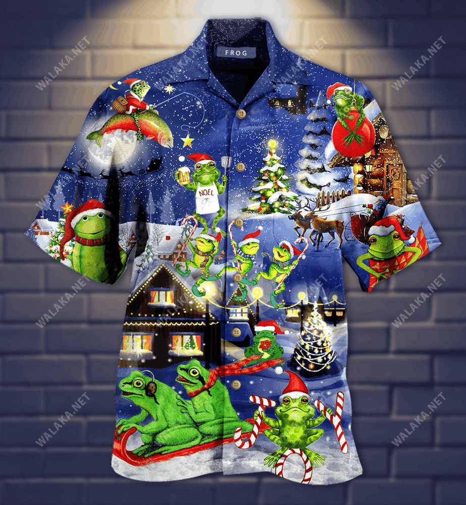 Frogs On Night Christmas Hawaiian Shirt