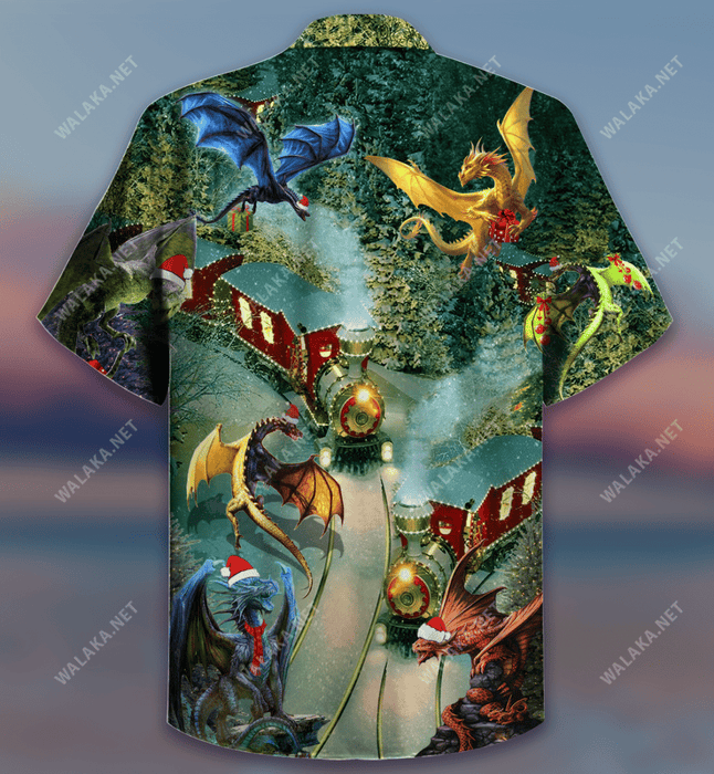 Dragons Christmas Train Hawaiian Shirt