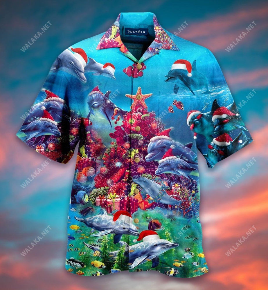Dolphin Merry Christmas Unisex Hawaiian Shirt