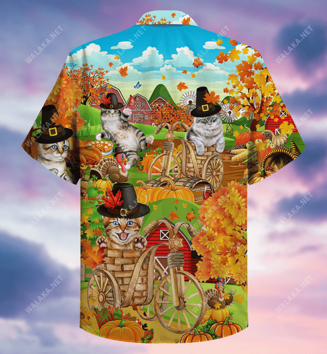 Happy Thanksgiving With Your Cats Unisex Hawaiian Shirt