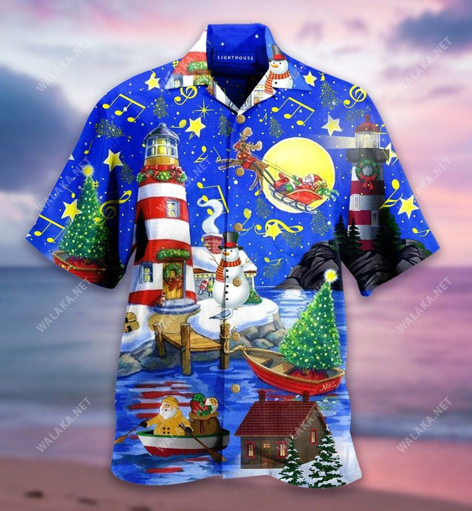 Christmas Lighthouse Hawaiian Shirt