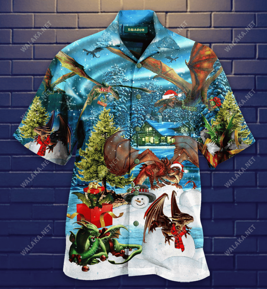 Dragon Merry Christmas Unisex Hawaiian Shirt