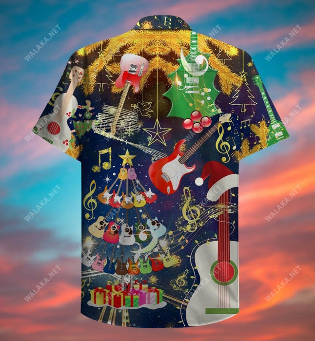 Let's Chill With Christmas Guitar Unisex Hawaiian Shirt