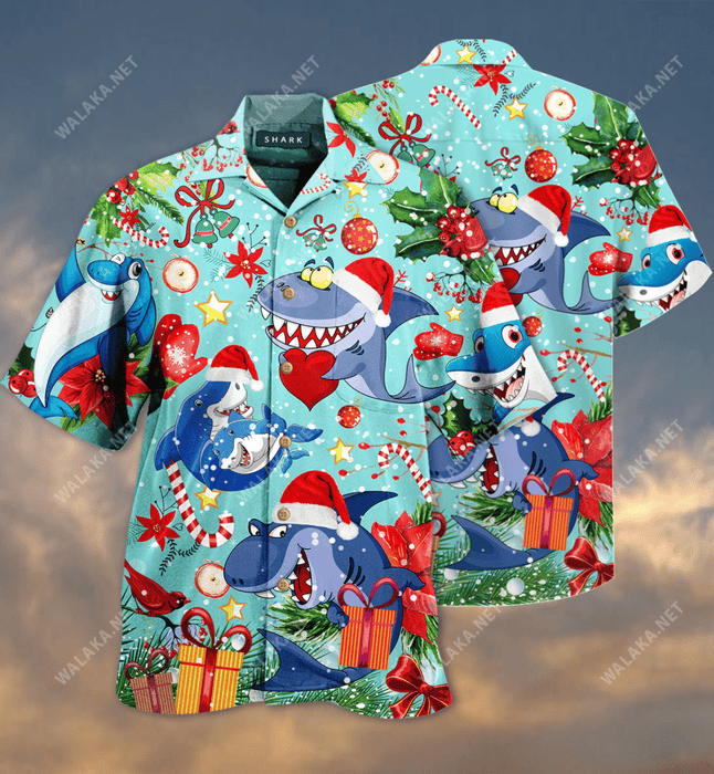 Sharks Give Christmas Gifts Hawaiian Shirt