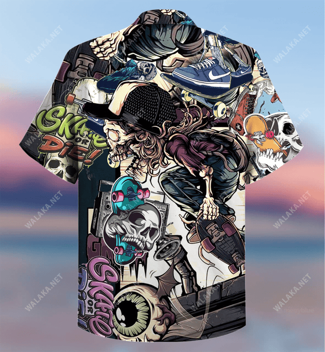 Time To Ride Skull Skateboarding Unisex Hawaiian Shirt