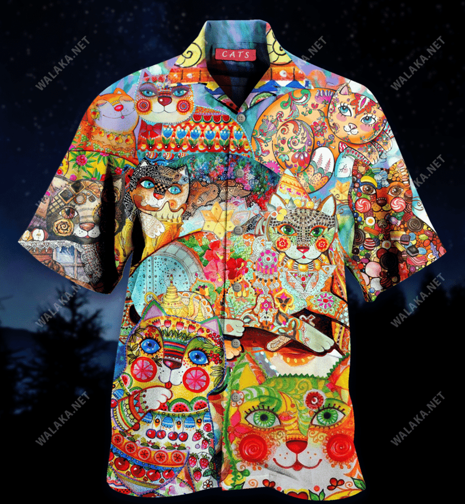 Cute Colorful Cats Hawaiian Shirt