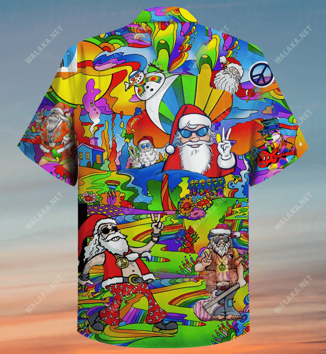 Christmas Hippie Santa Claus Unisex Hawaiian Shirt