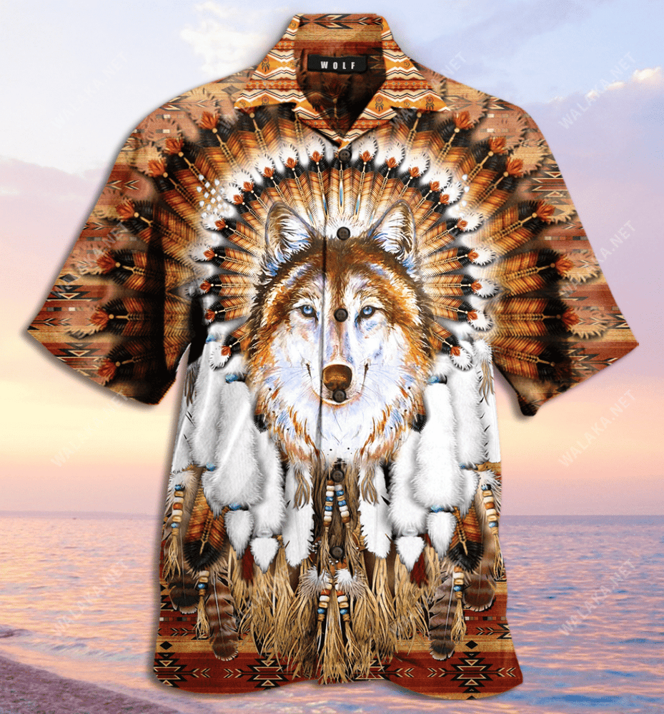 Wolf Feather Headdress Unisex Hawaiian Shirt