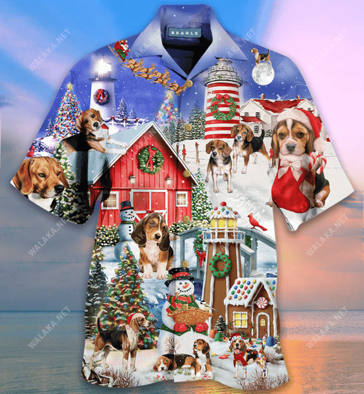 Beagles Welcome A Merry Christmas At Lighthouse Hawaiian Shirt