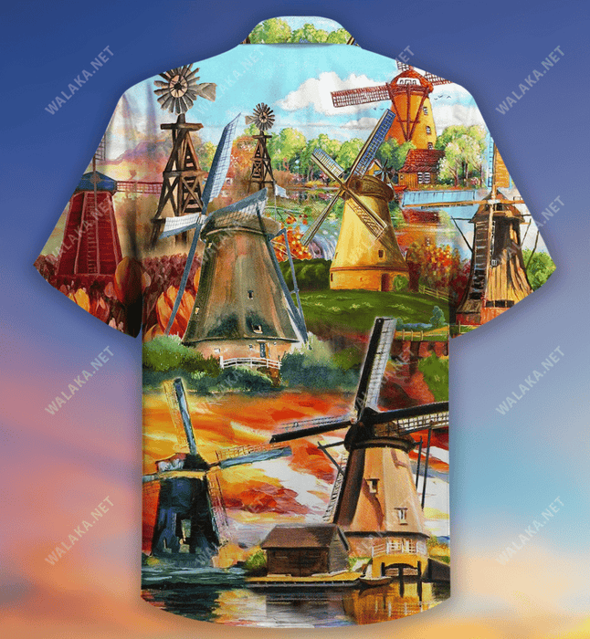 Peaceful Windmill Scenery Unisex Hawaiian Shirt