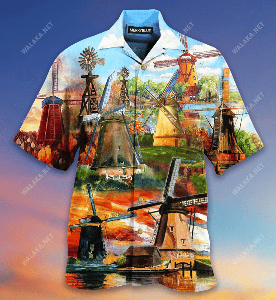 Peaceful Windmill Scenery Unisex Hawaiian Shirt
