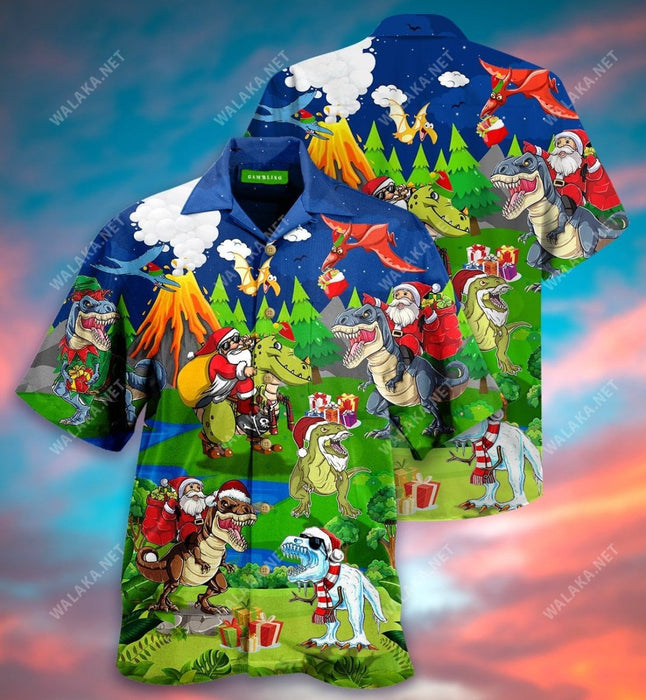 Merry Xmas Dinosaur Hawaiian Shirt