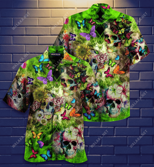 Skull And Butterfly Unisex Hawaiian Shirt