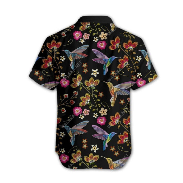 Hummingbird Embroidery Hawaiian Shirt 3D