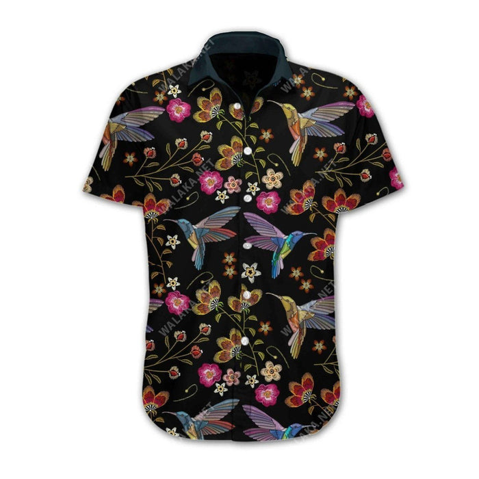 Hummingbird Embroidery Hawaiian Shirt 3D