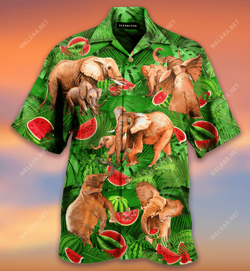 Funky Watermelon With Elephants Hawaiian Shirt