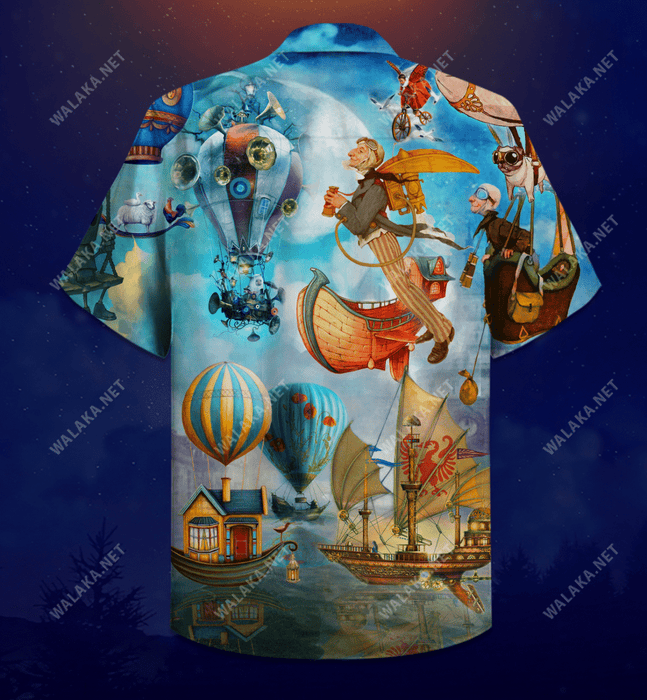 Flying Steampunk World Hawaiian Shirt