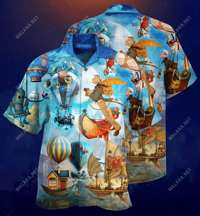 Flying Steampunk World Hawaiian Shirt