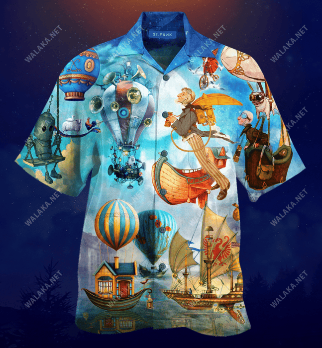Flying Steampunk World Hawaiian Shirt