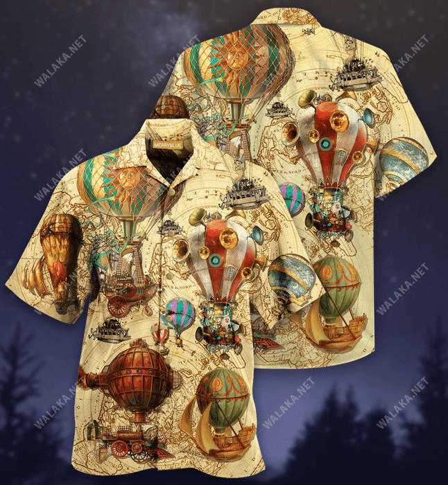 Fly High Fly Far With Air Balloon Steampunk Unisex Hawaiian Shirt