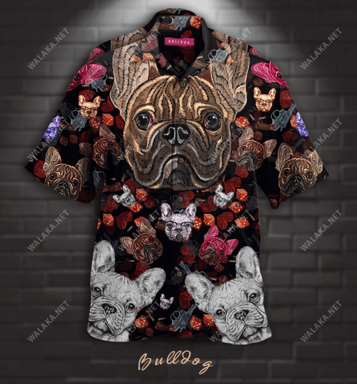 Bulldog Embroidery Unisex Hawaii Shirt