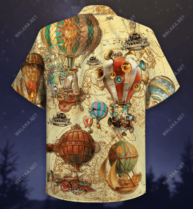 Fly High Fly Far With Air Balloon Steampunk Unisex Hawaiian Shirt