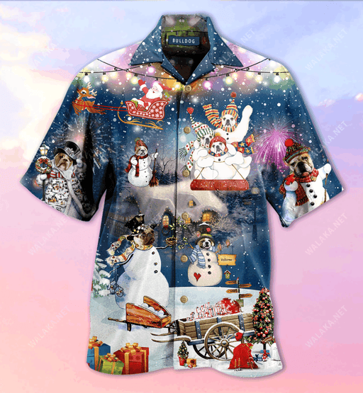 Amazing Bulldog Snowman Hawaiian Shirt