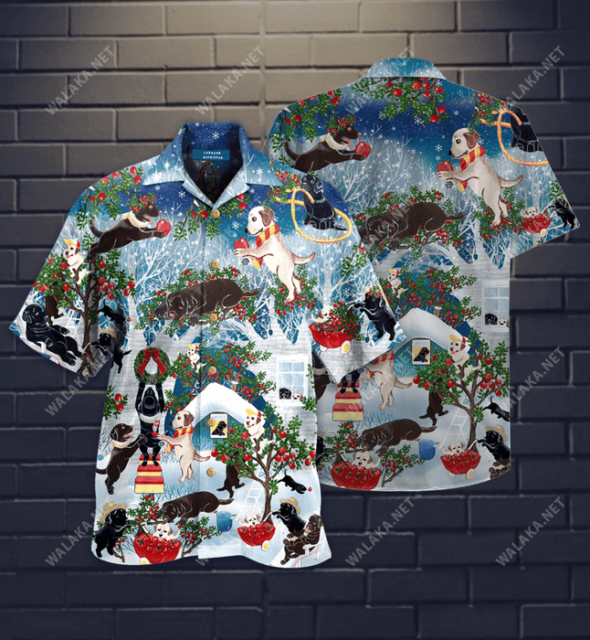 Labrador Retriever On Christmas Hawaiian Shirt