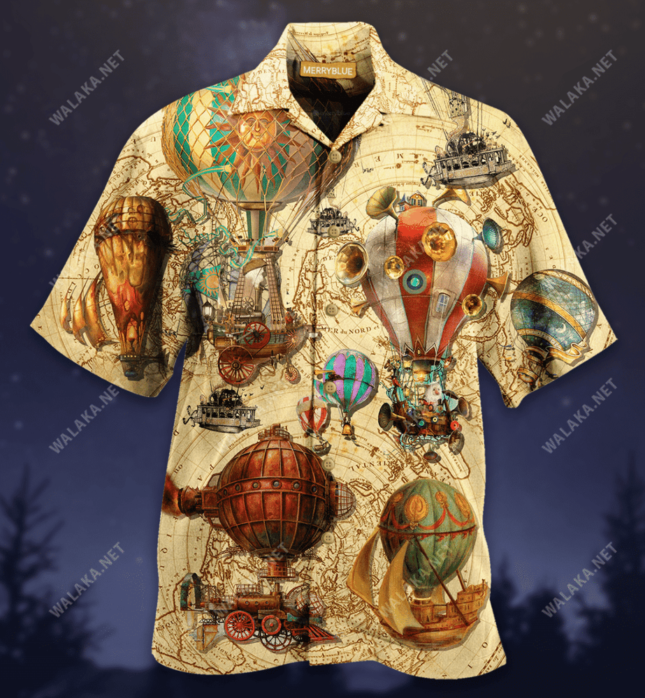 Fly High Fly Far With Air Balloon Steampunk Unisex Hawaiian Shirt