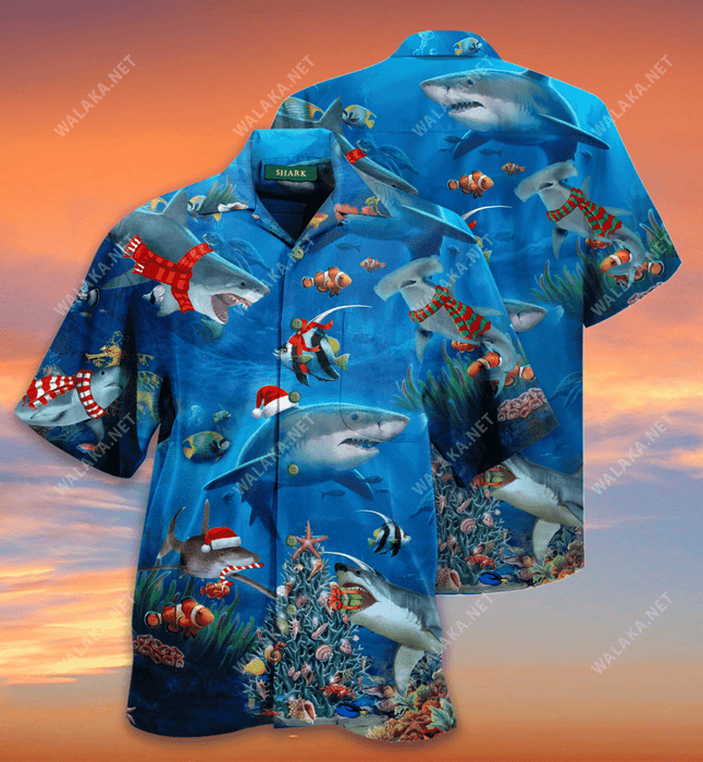 Merry Shark Xmas Unisex Hawaiian Shirt