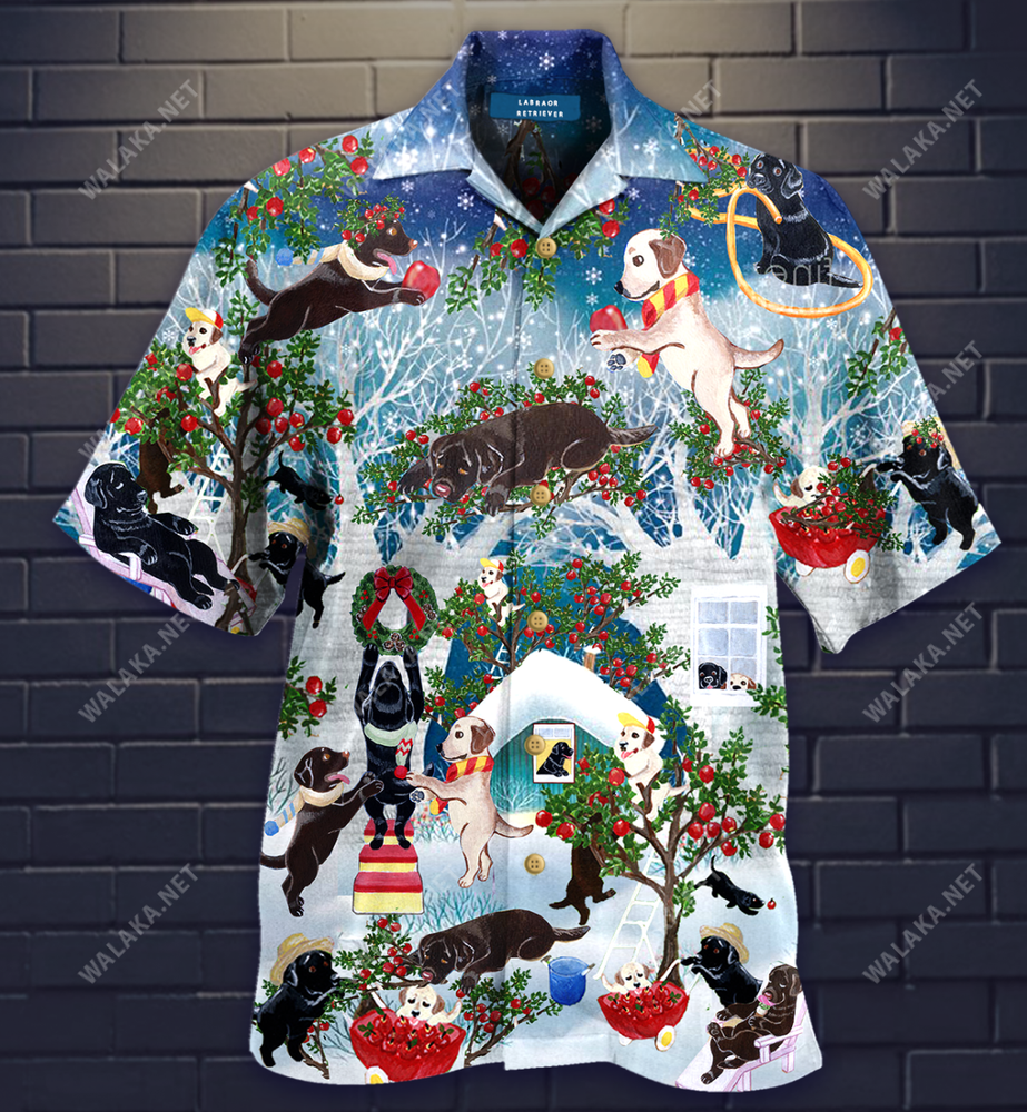 Labrador Retriever On Christmas Hawaiian Shirt