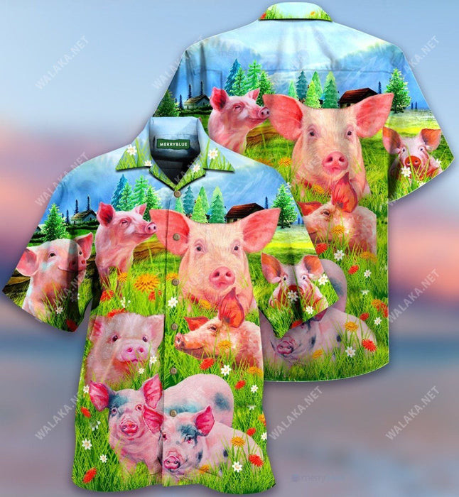 Pigs On The Field Unisex Hawaiian Shirt