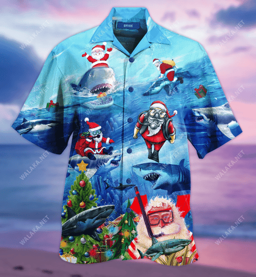 Sharks Carry Santa Claus Christmas Hawaiian Shirt
