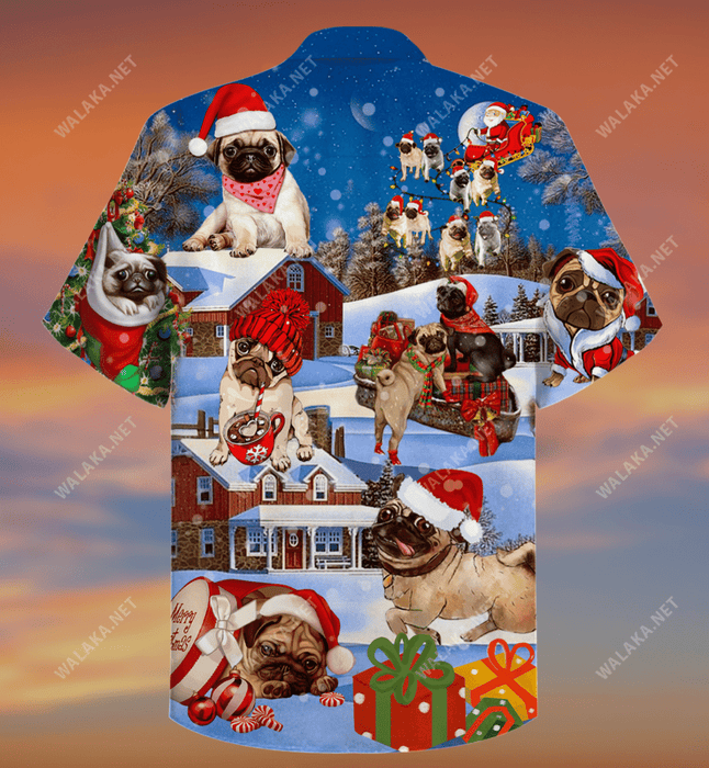 Pug Said Play With Me Please! Christmas Holiday Hawaiian Shirt