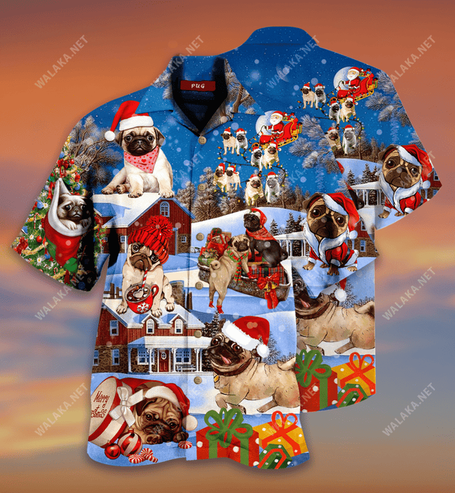 Pug Said Play With Me Please! Christmas Holiday Hawaiian Shirt