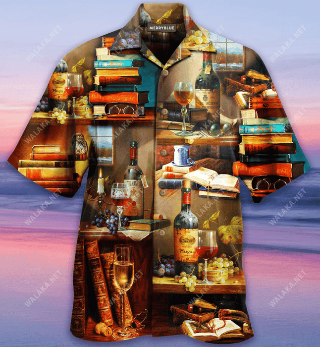 Books And The Smell Of Fine Drink Unisex Hawaiian Shirt