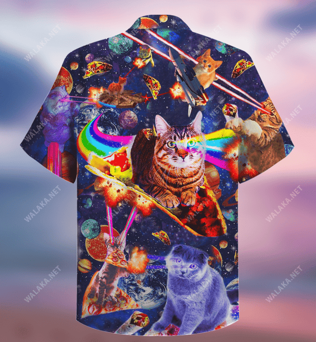 Cats Ride Food In Space Hawaiian Shirt