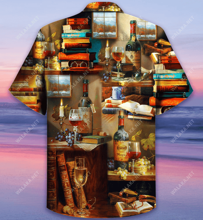 Books And The Smell Of Fine Drink Unisex Hawaiian Shirt