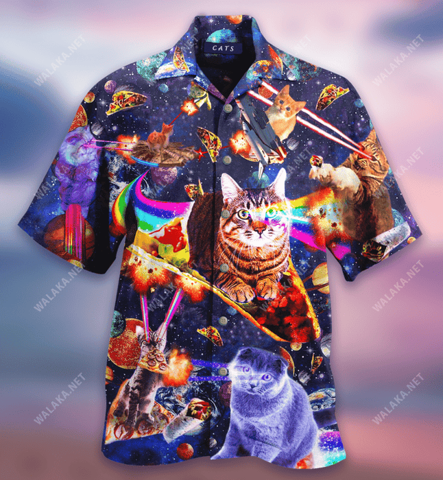 Cats Ride Food In Space Hawaiian Shirt