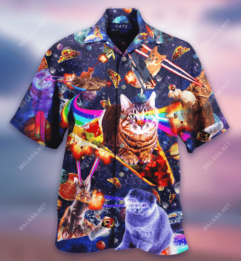 Cats Ride Food In Space Hawaiian Shirt