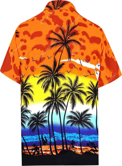 Men's Relaxed Short Sleeve Button Down Casual Hawaiian Shirt Printed D