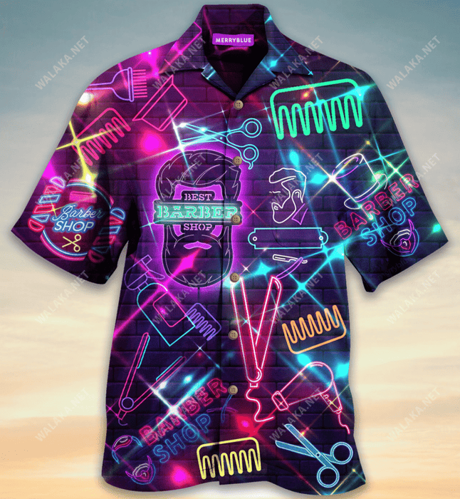 Look Into Neon Barber Shop Unisex Hawaiian Shirt